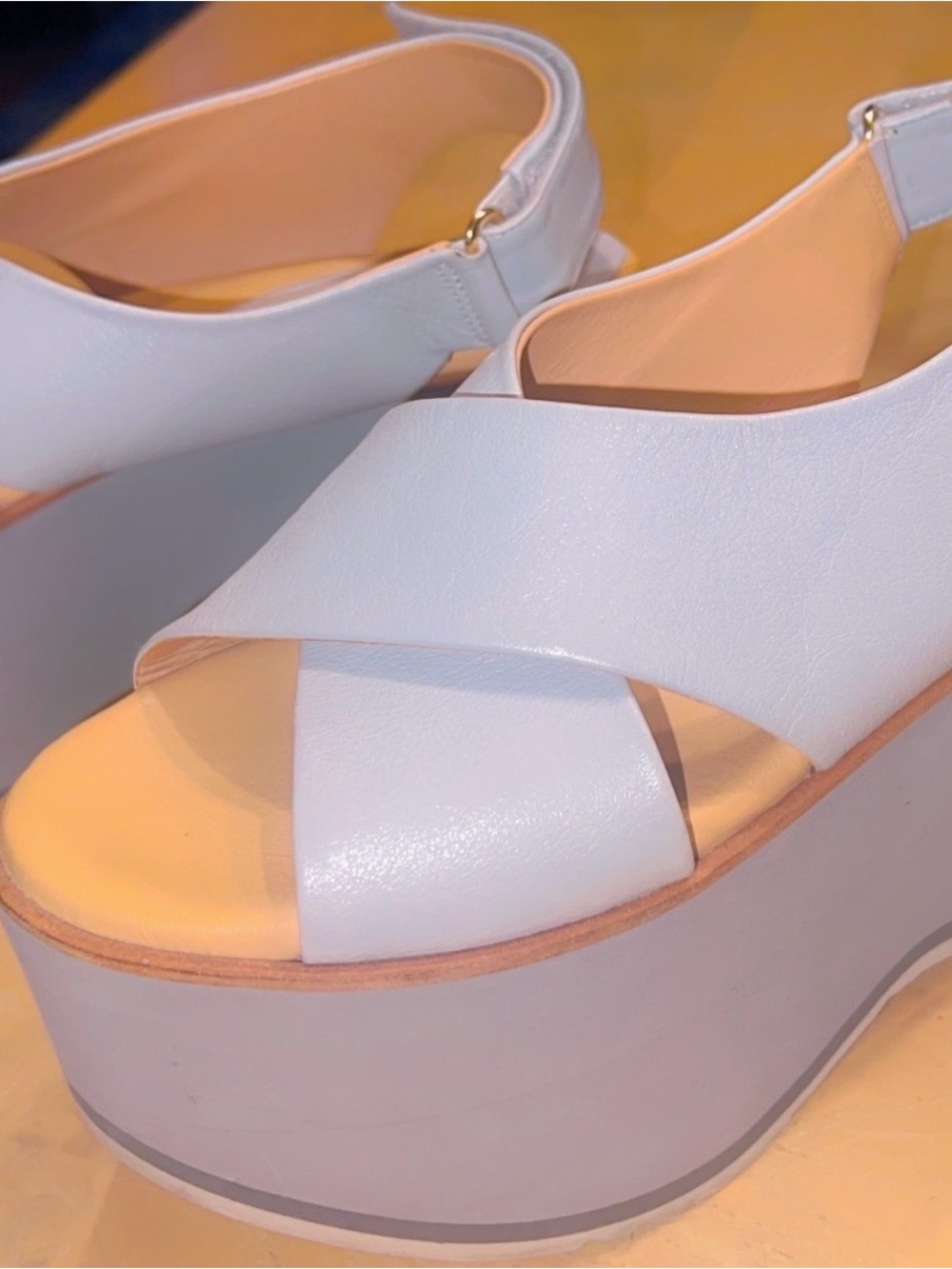 Paloma Barcelo White Crisscross Platform Sandals
